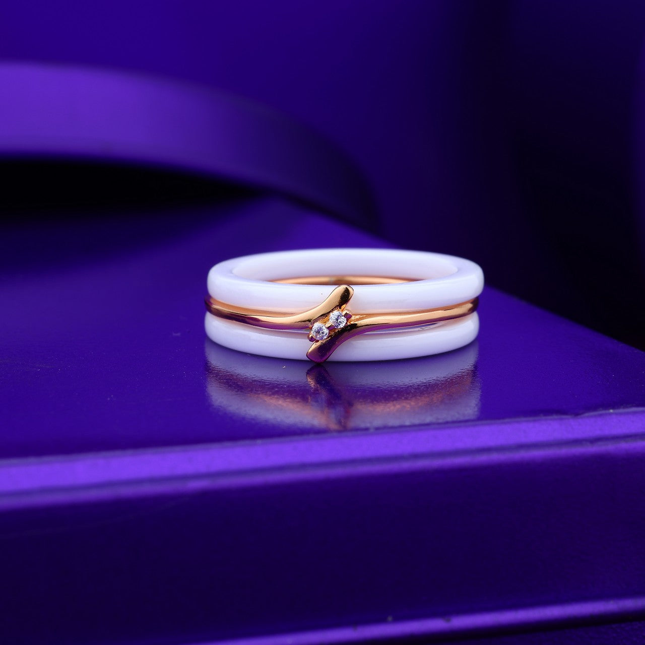 Triple Fusion Ceramic & Silver Band 3-in-1 Elegant Ring