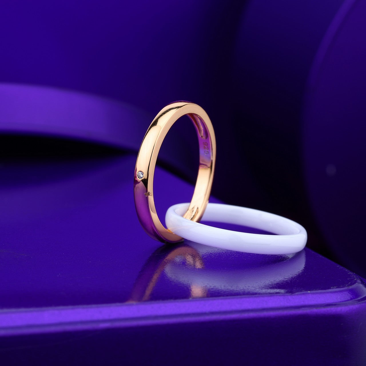 Dual Harmony Ceramic & Silver Stacked Ring Set