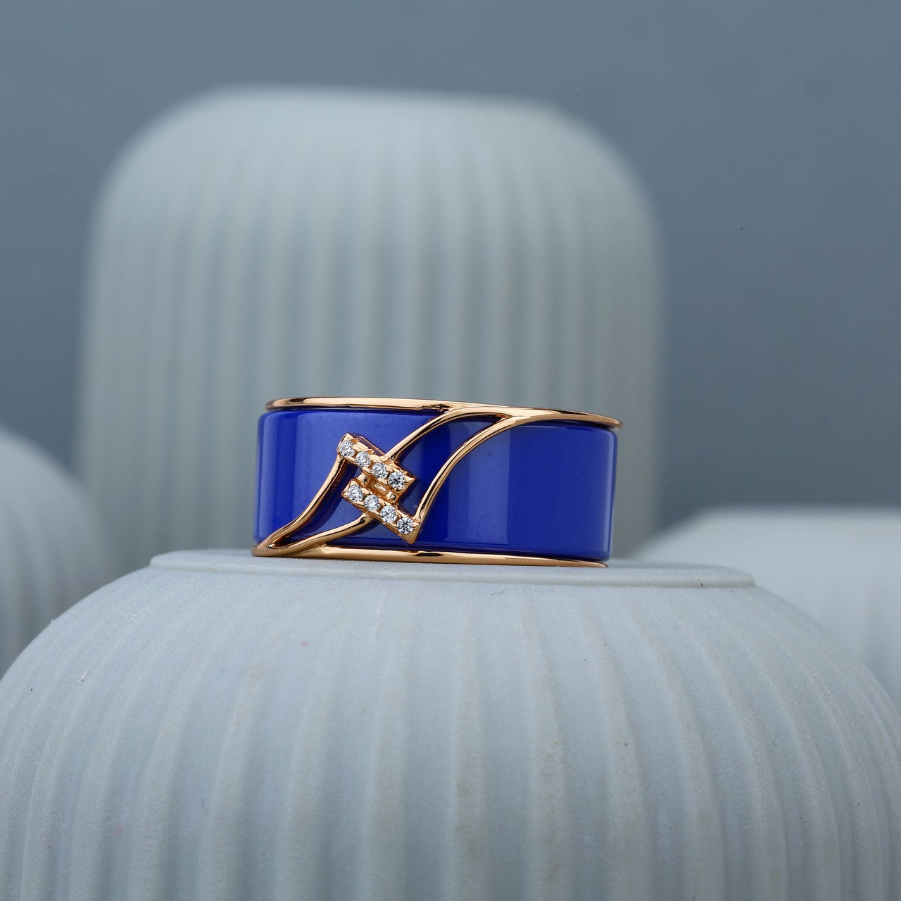 Blush Rose & Blue Fusion Ring