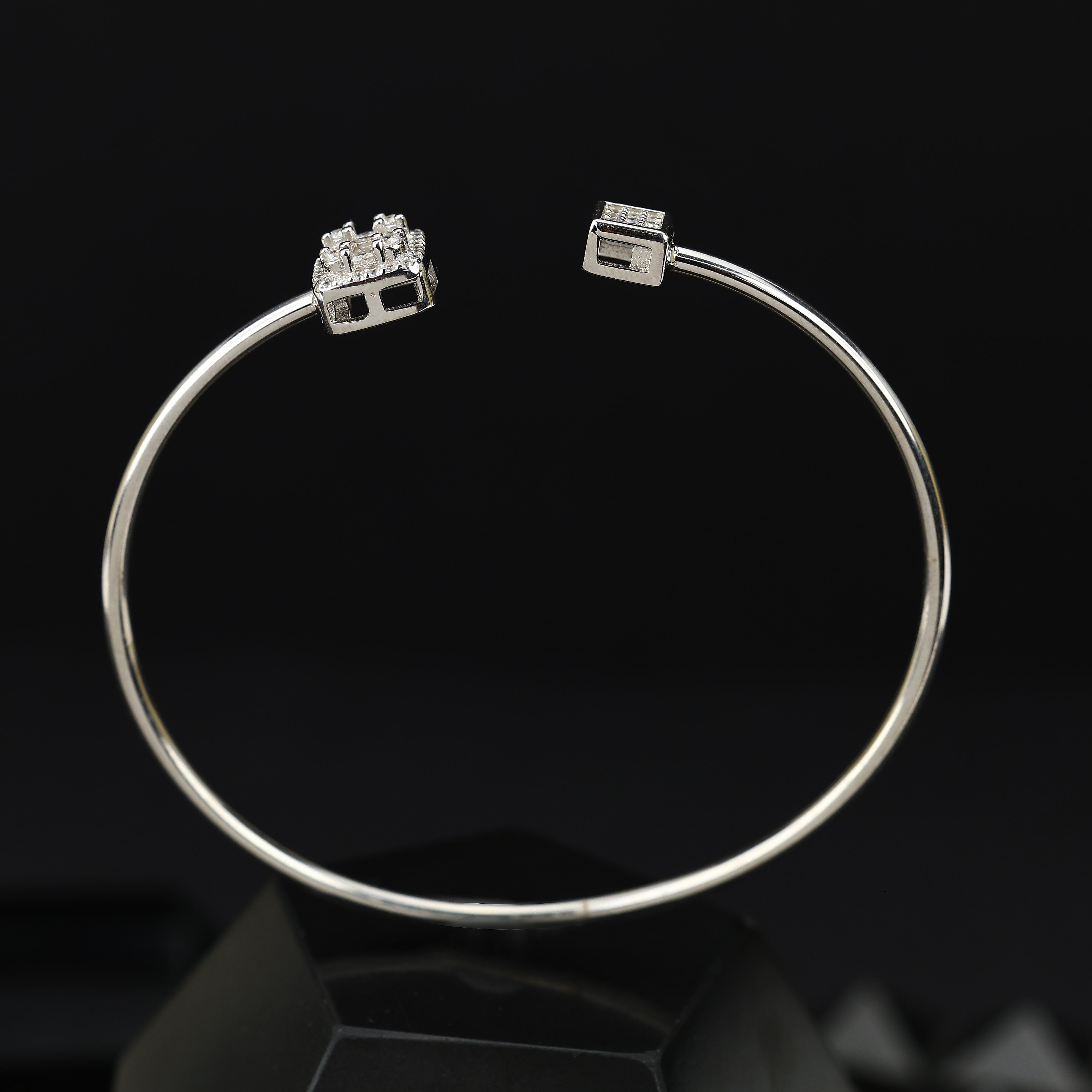 Regal Duo 92.5 Silver Open Bangle Bracelet