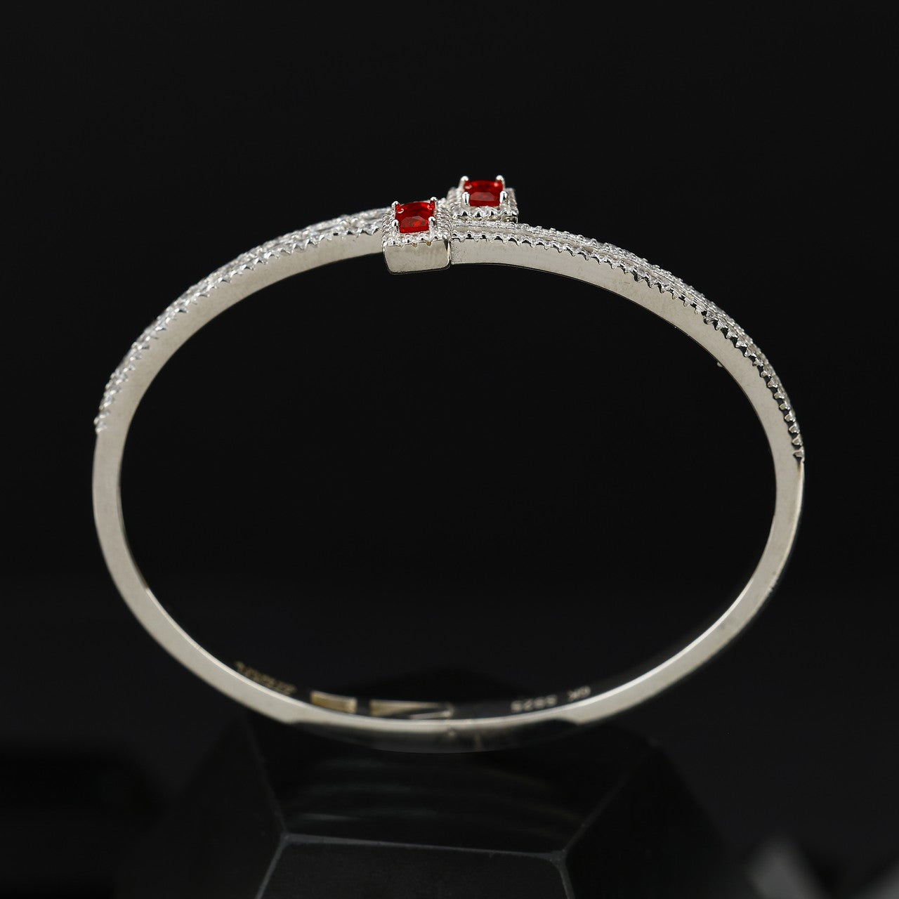 Ruby Glow 92.5 Silver Open Bracelet