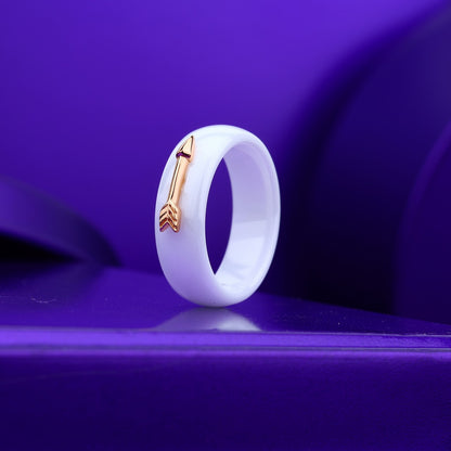 Ceramic Arrow Shine Ring- 925 Silver & Rose