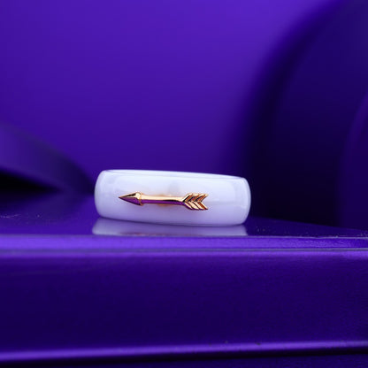 Ceramic Arrow Shine Ring- 925 Silver & Rose