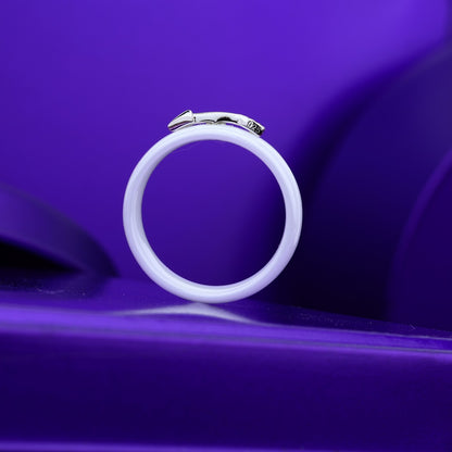 Ceramic Arrow Shine Ring- 925 Silver & Rose