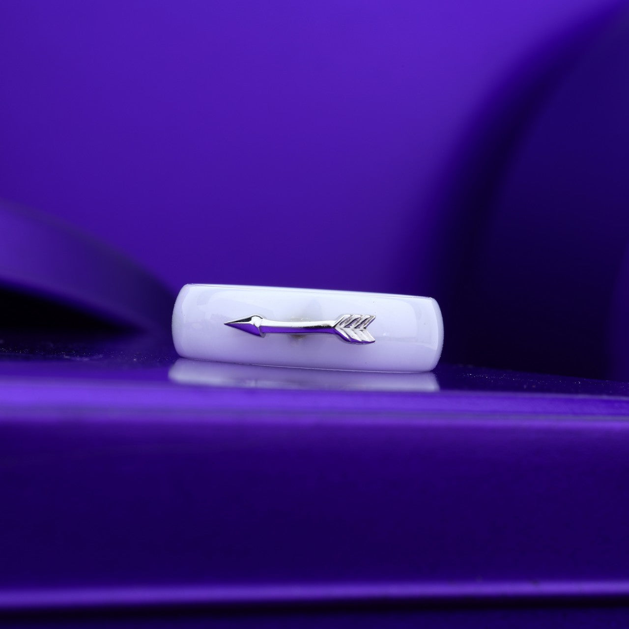 Ceramic Arrow Shine Ring- 925 Silver & Rose