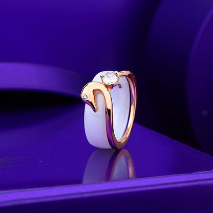 Graceful Swan Glow Ring- Silver & Rose Silver