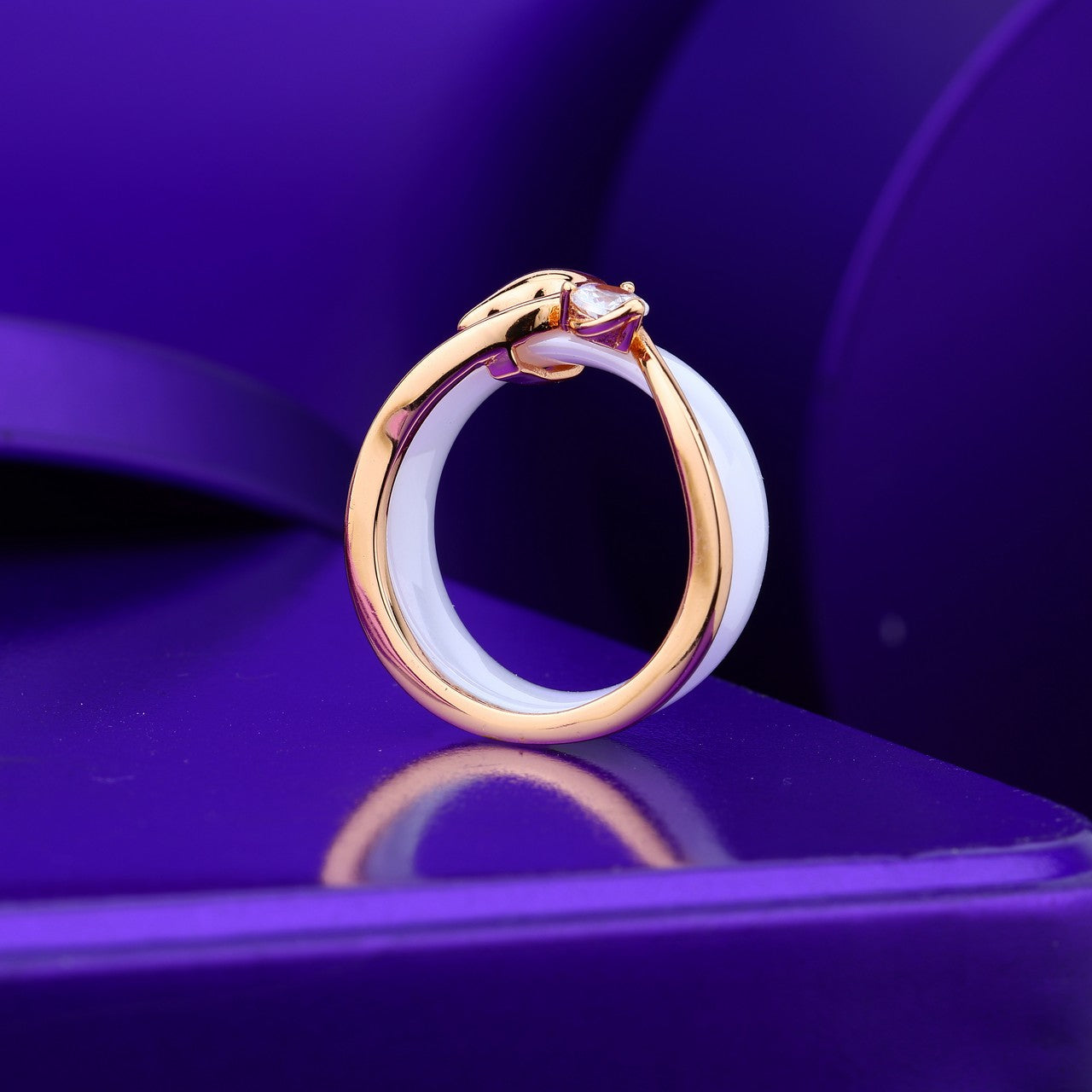 Graceful Swan Glow Ring- Silver & Rose Silver