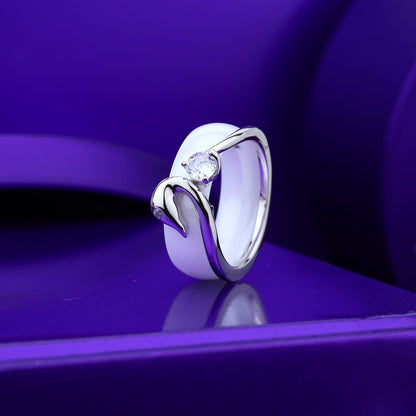 Graceful Swan Glow Ring- Silver & Rose Silver