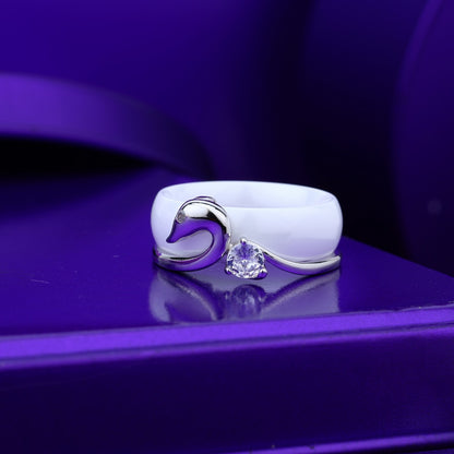 Graceful Swan Glow Ring- Silver & Rose Silver