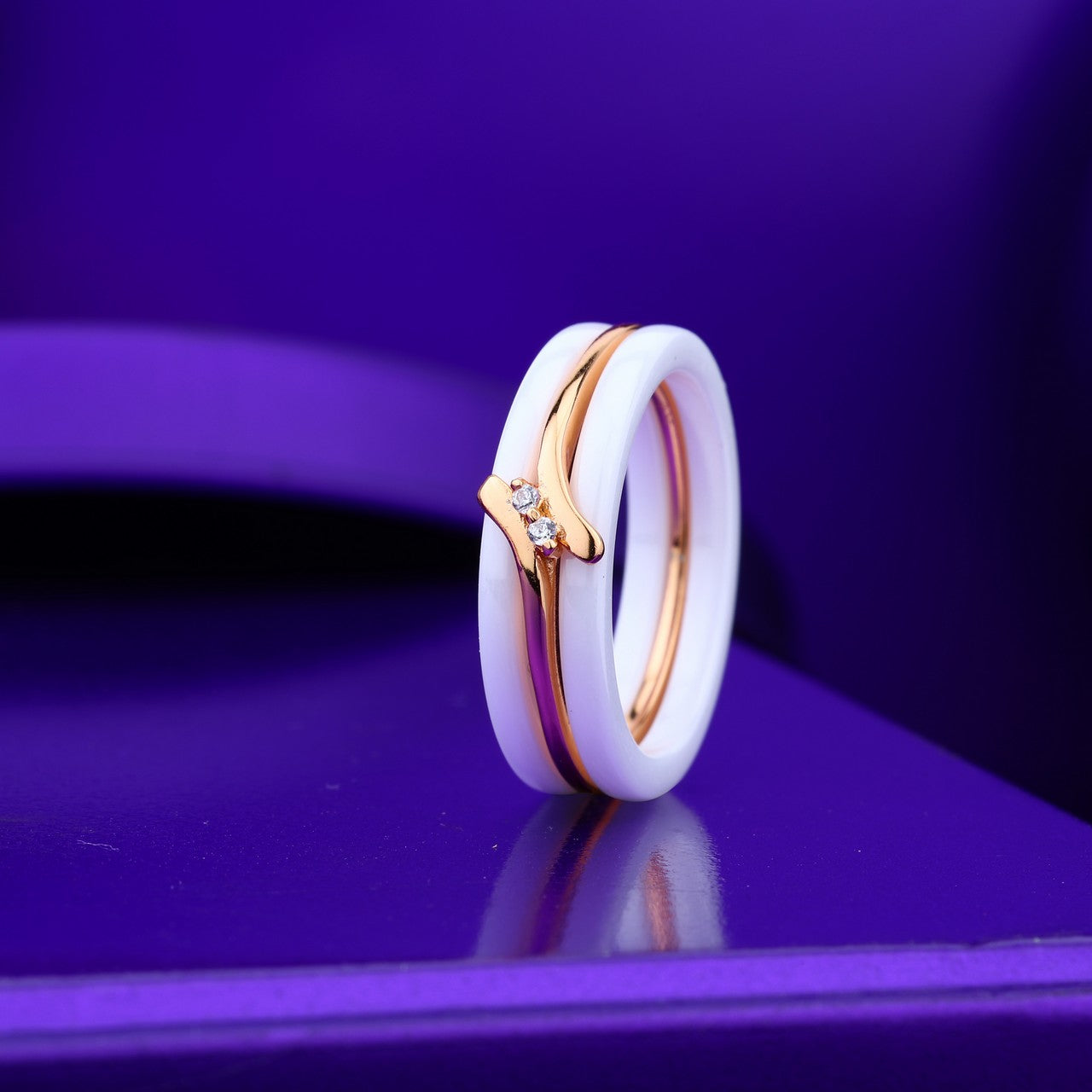 Triple Fusion Ceramic & Silver Band 3-in-1 Elegant Ring