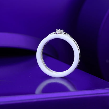 Triple Fusion Ceramic & Silver Band 3-in-1 Elegant Ring