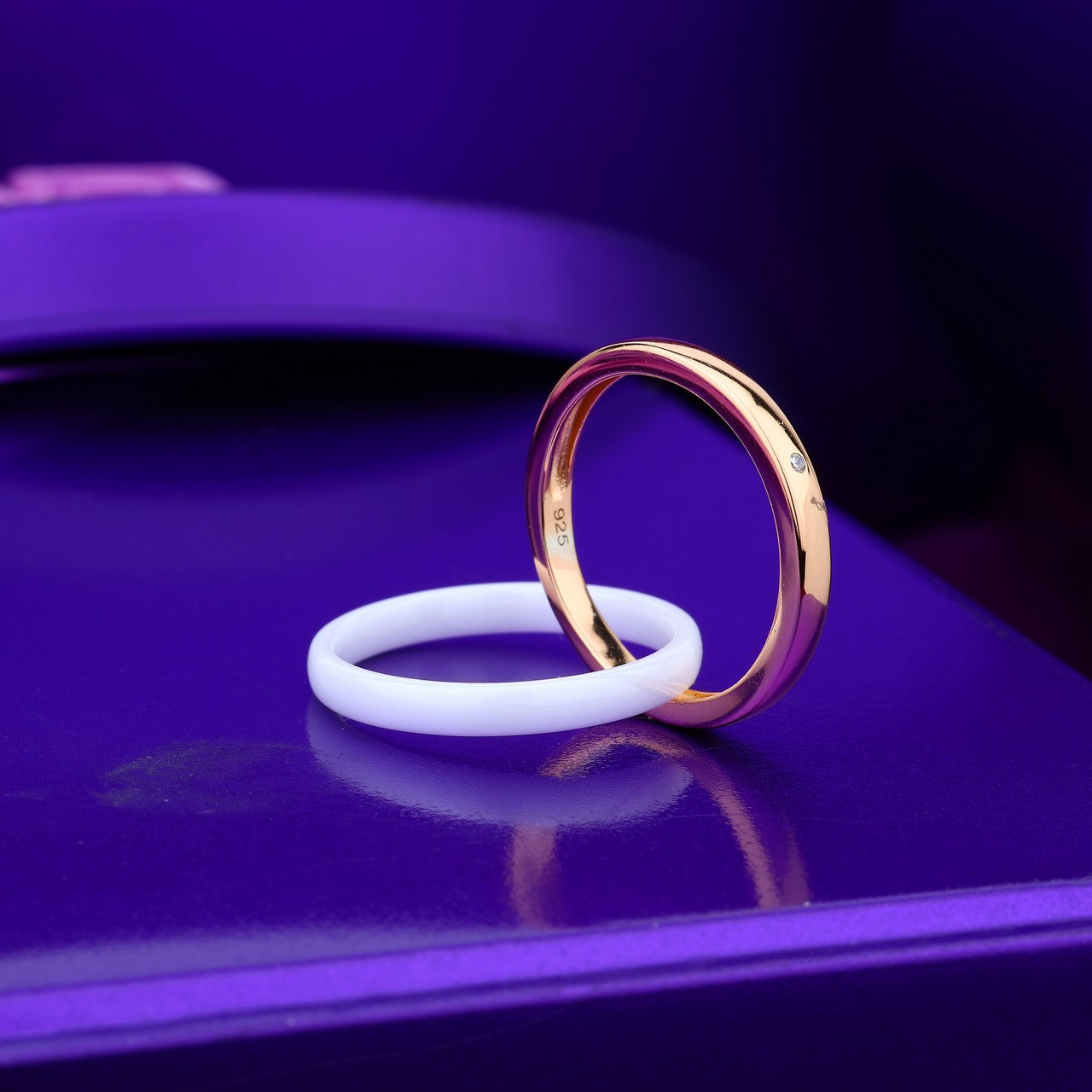 Dual Harmony Ceramic & Silver Stacked Ring Set