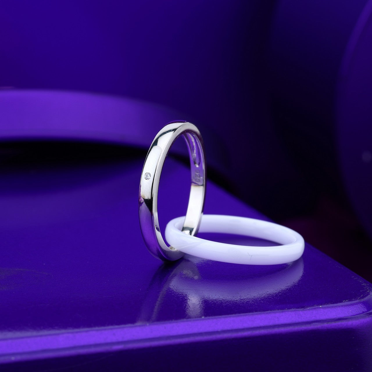 Dual Harmony Ceramic & Silver Stacked Ring Set