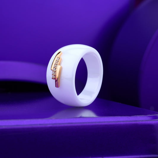 Triple-Bar Sparkle Ceramic Ring