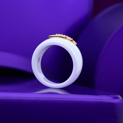 Triple-Bar Sparkle Ceramic Ring
