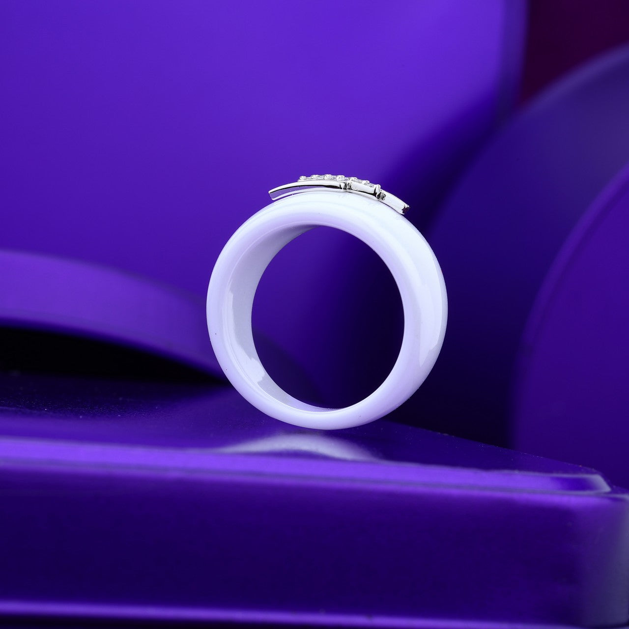 Triple-Bar Sparkle Ceramic Ring