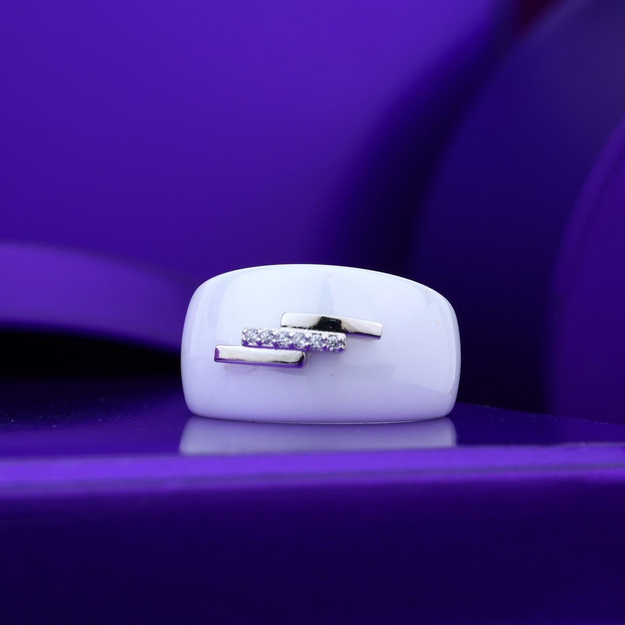 Triple-Bar Sparkle Ceramic Ring