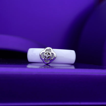 Blossom Ceramic Flower Ring- 925 Silver & Rose Silver