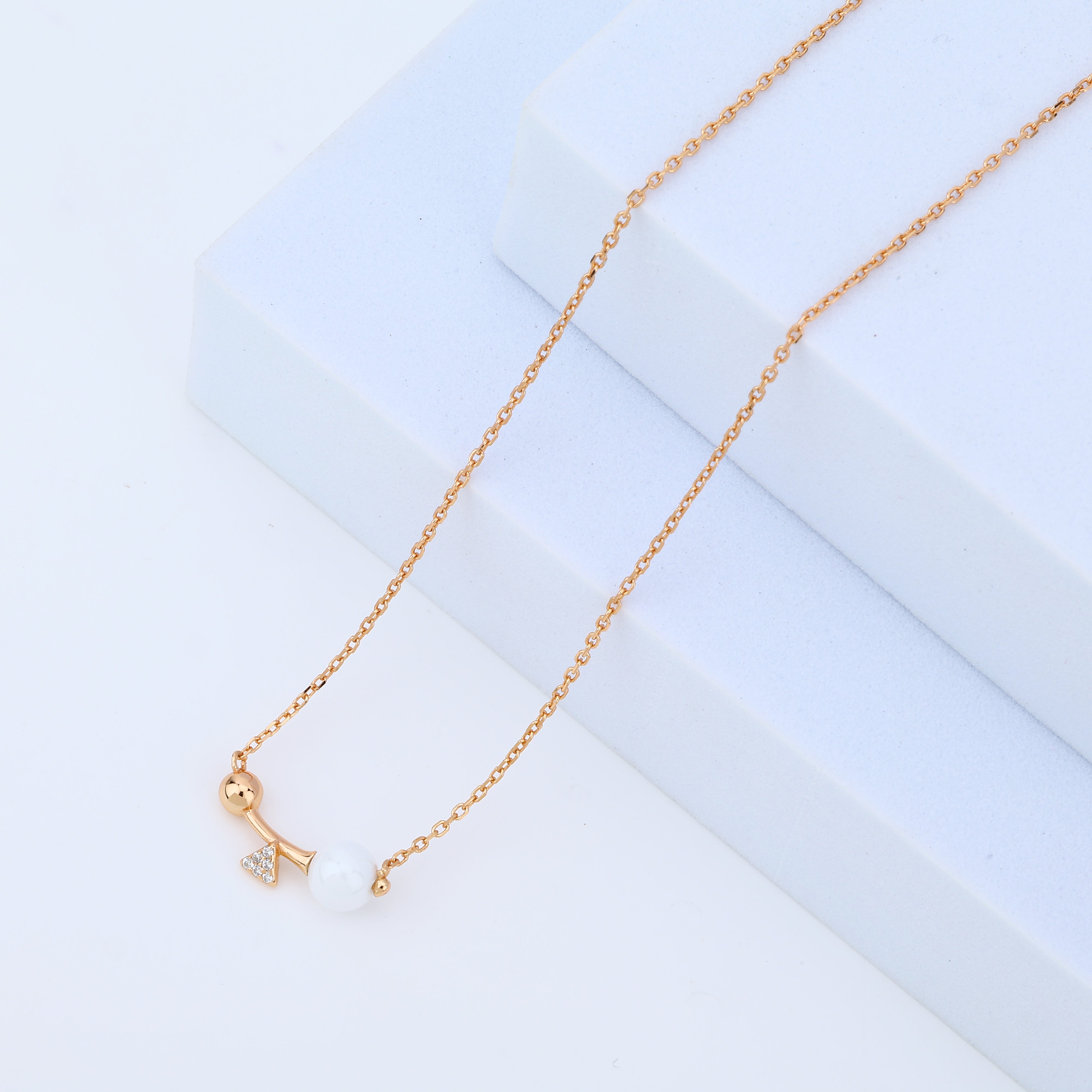 925 Sterling Silver Modern Geometric Necklace – Rose Gold Finish