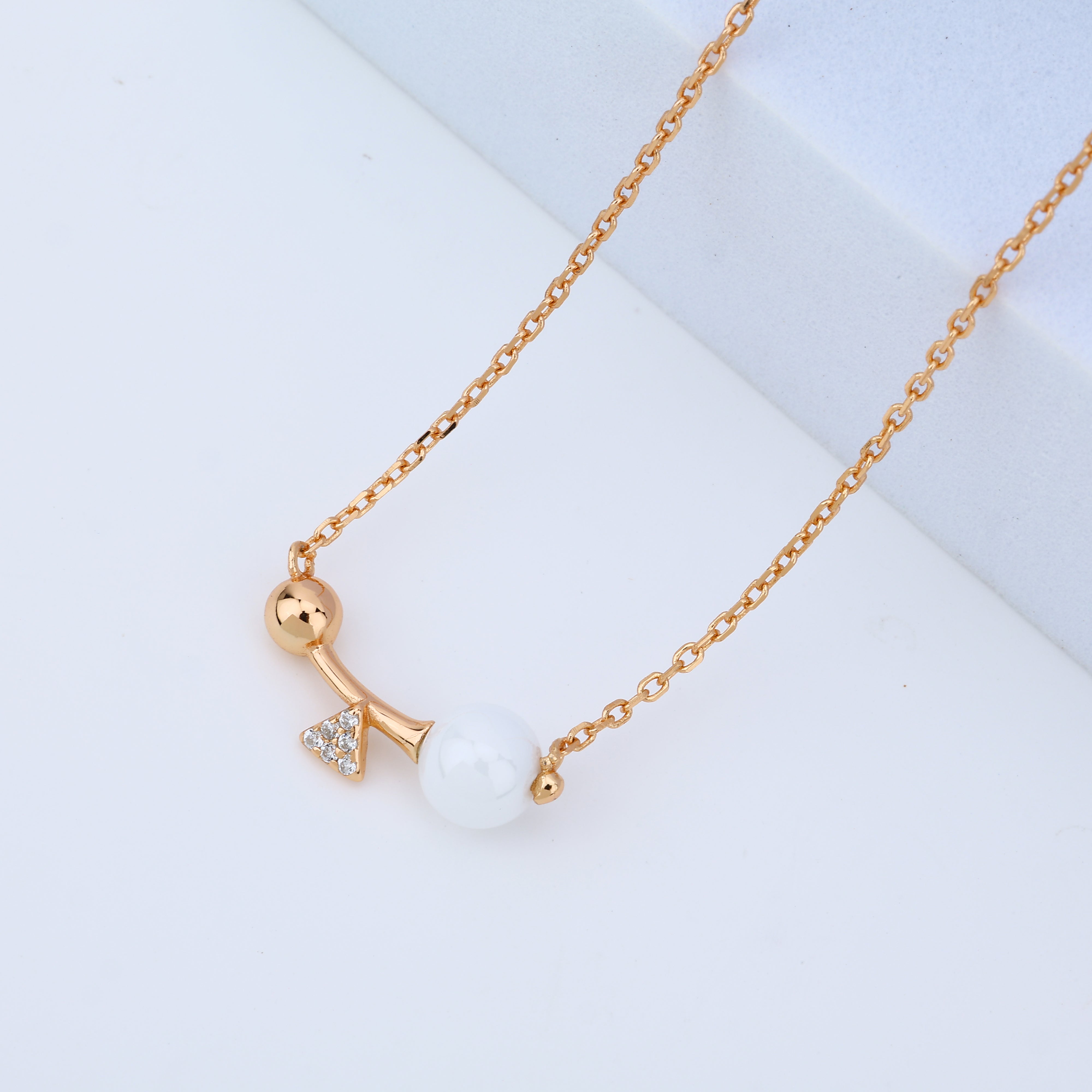 925 Sterling Silver Modern Geometric Necklace – Rose Gold Finish