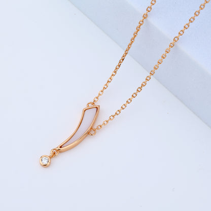 925 Sterling Silver Minimalist Curve Pendant Necklace – Rose Gold Finish