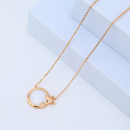 925 Rose Silver Ceramic Celestial Star Necklace