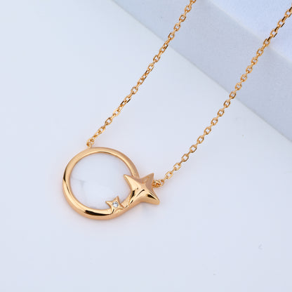 925 Rose Silver Ceramic Celestial Star Necklace