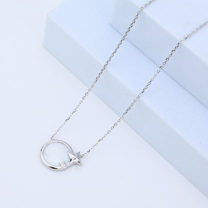 925 Sterling Silver White Ceramic Star Charm Necklace