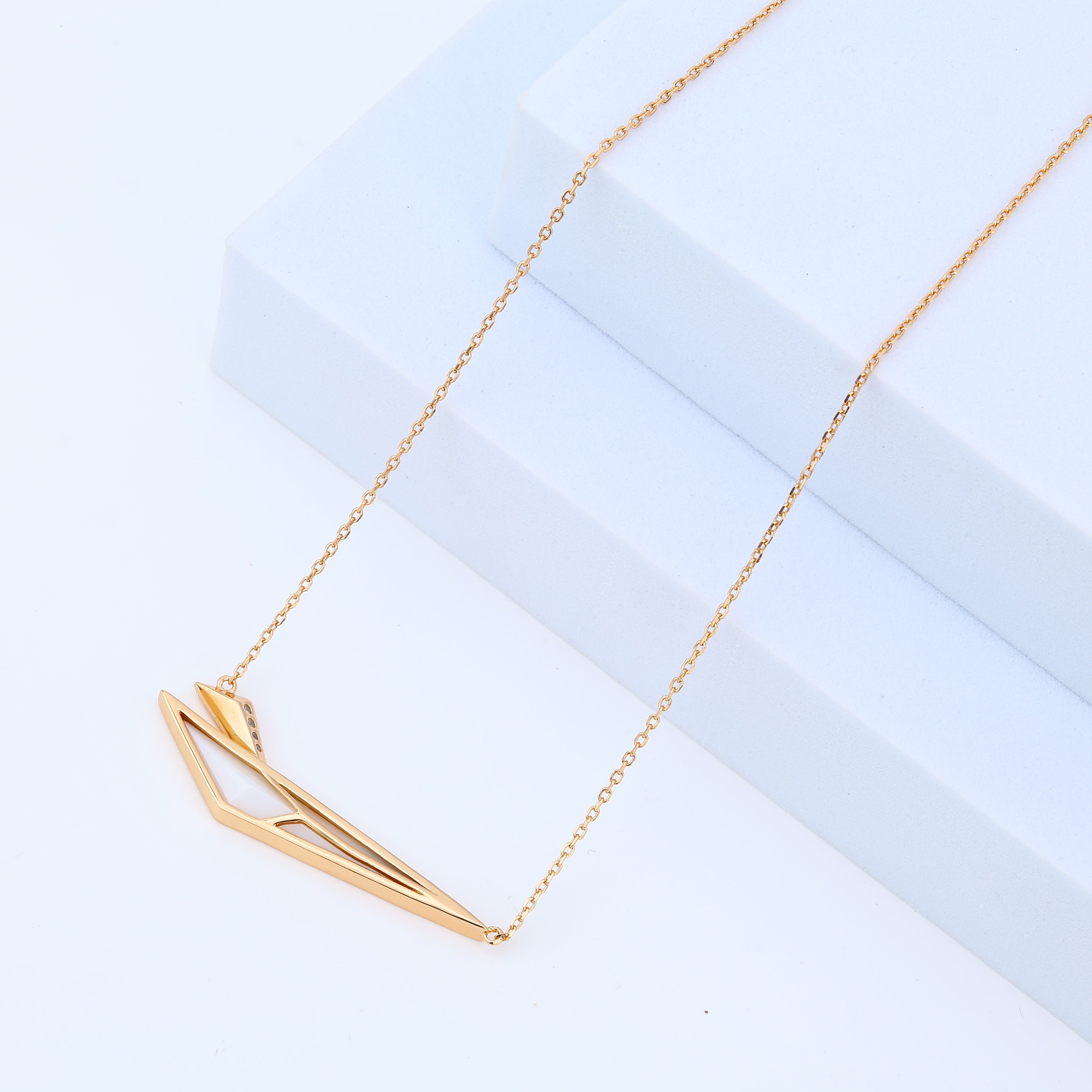 925 Rose Silver Modern Angular Design Necklace