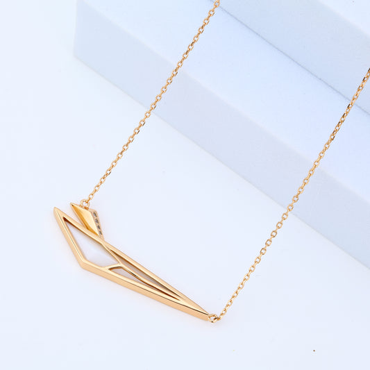 925 Rose Silver Modern Angular Design Necklace