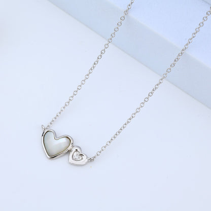 925 Sterling Silver Heart Set with Mother of Pearl – Earrings, Ring & Necklace