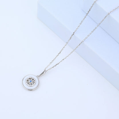 Silver & White Ceramic Set With Blue Crystal Accents