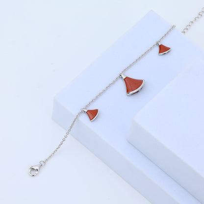 925 Sterling Silver Luxury Enamel Fan-Curve Earrings & Bracelet Set