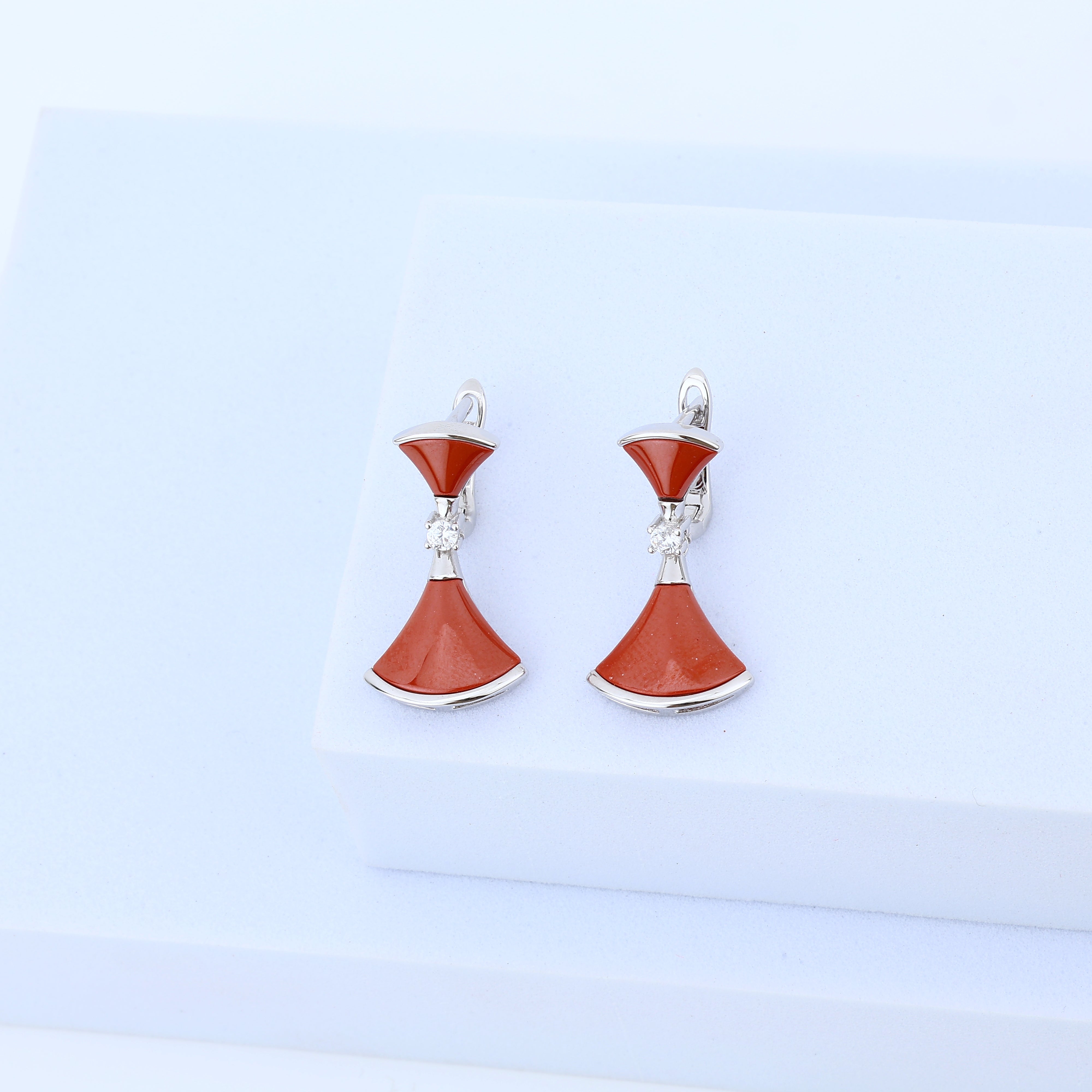 925 Sterling Silver Luxury Enamel Fan-Curve Earrings & Bracelet Set