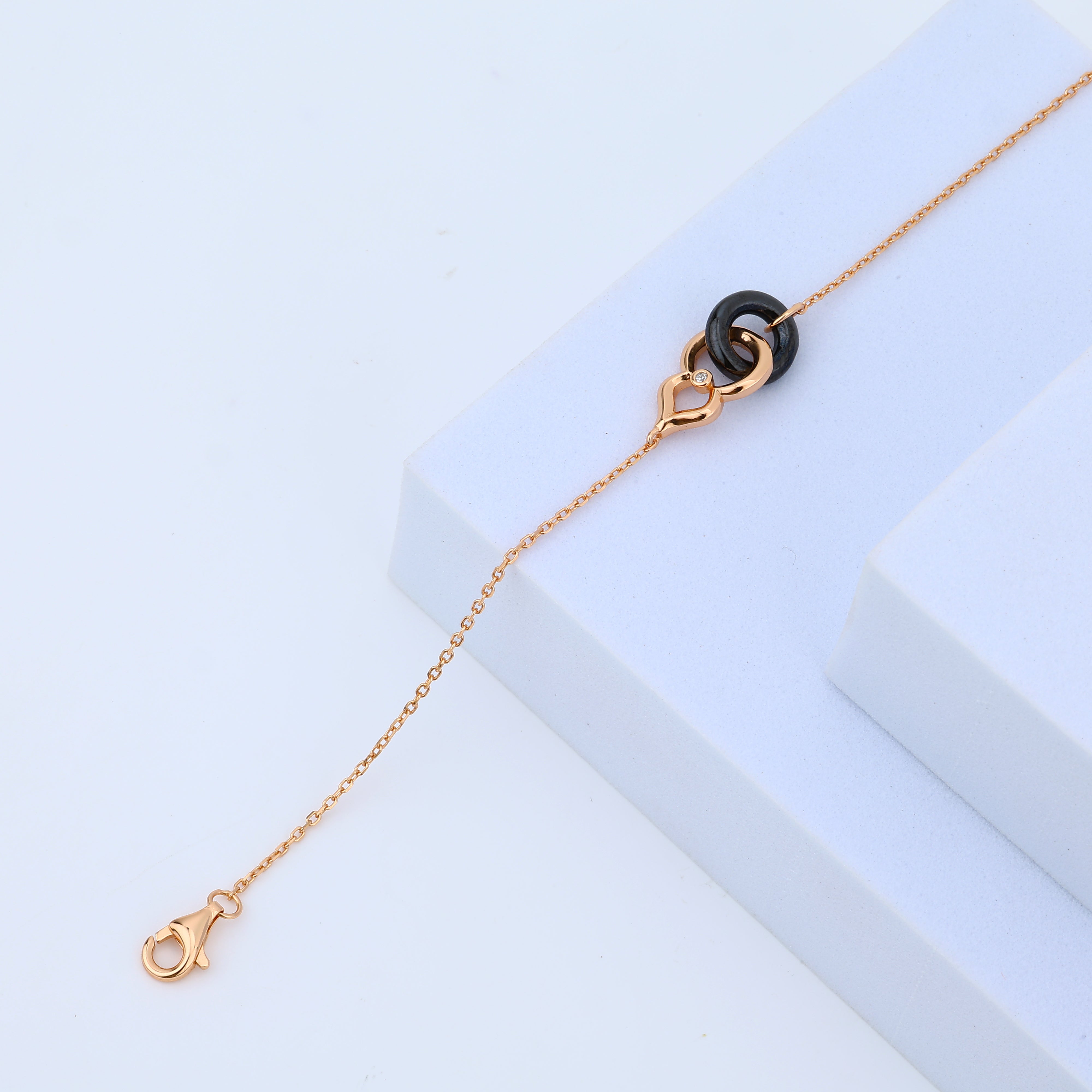 Eclipse Noir 925 Silver Ceramic Heart Bracelet