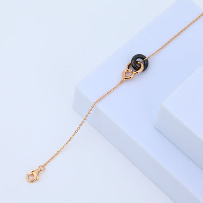 Eclipse Noir 925 Silver Ceramic Heart Bracelet