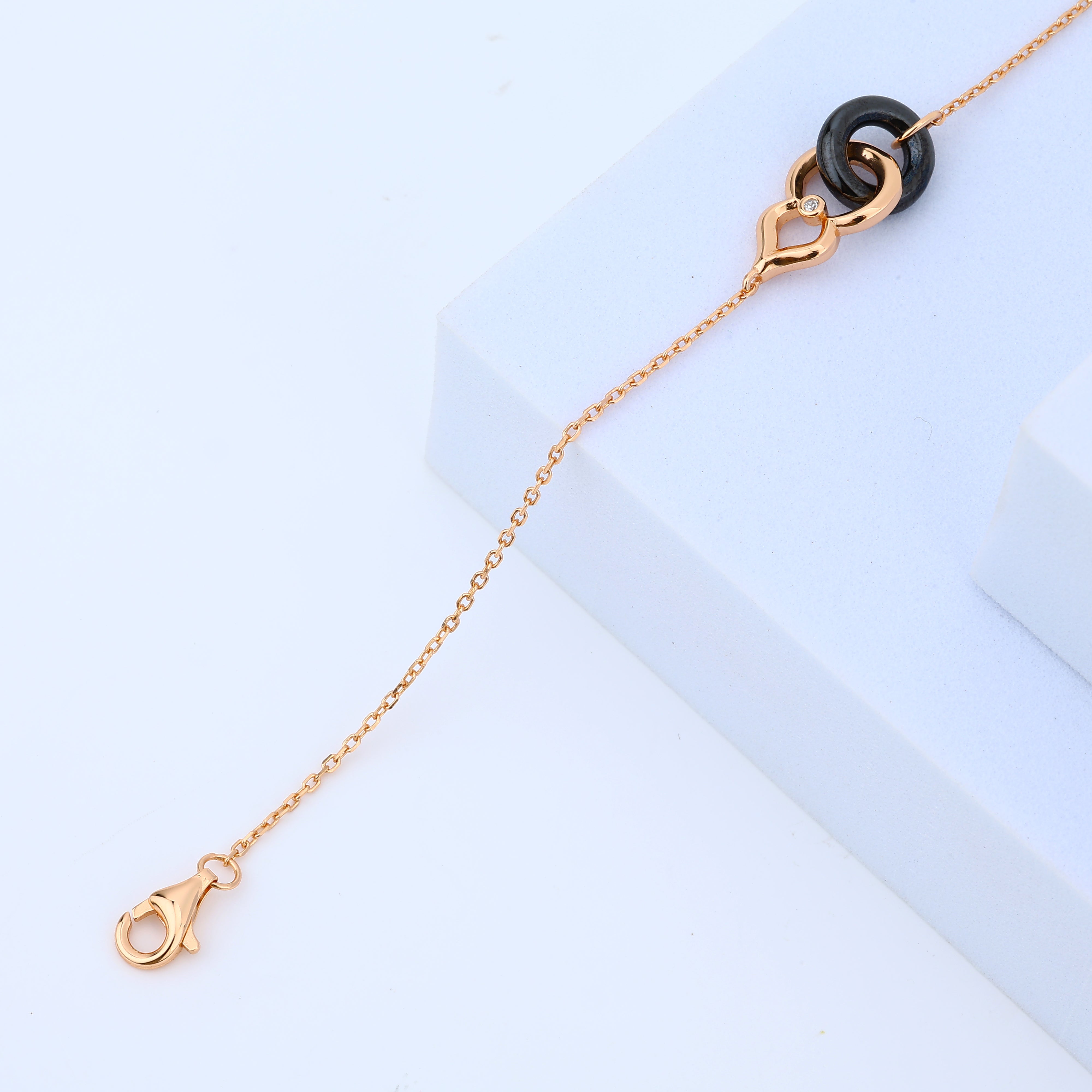 Eclipse Noir 925 Silver Ceramic Heart Bracelet