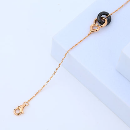 Eclipse Noir 925 Silver Ceramic Heart Bracelet