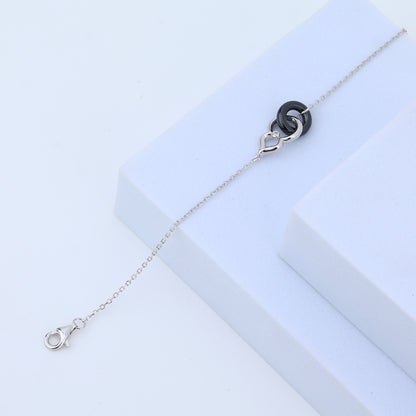 Noir Heart Loop Bracelet- 925 Silver
