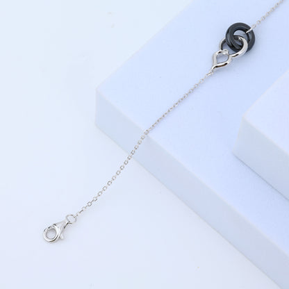 Noir Heart Loop Bracelet- 925 Silver