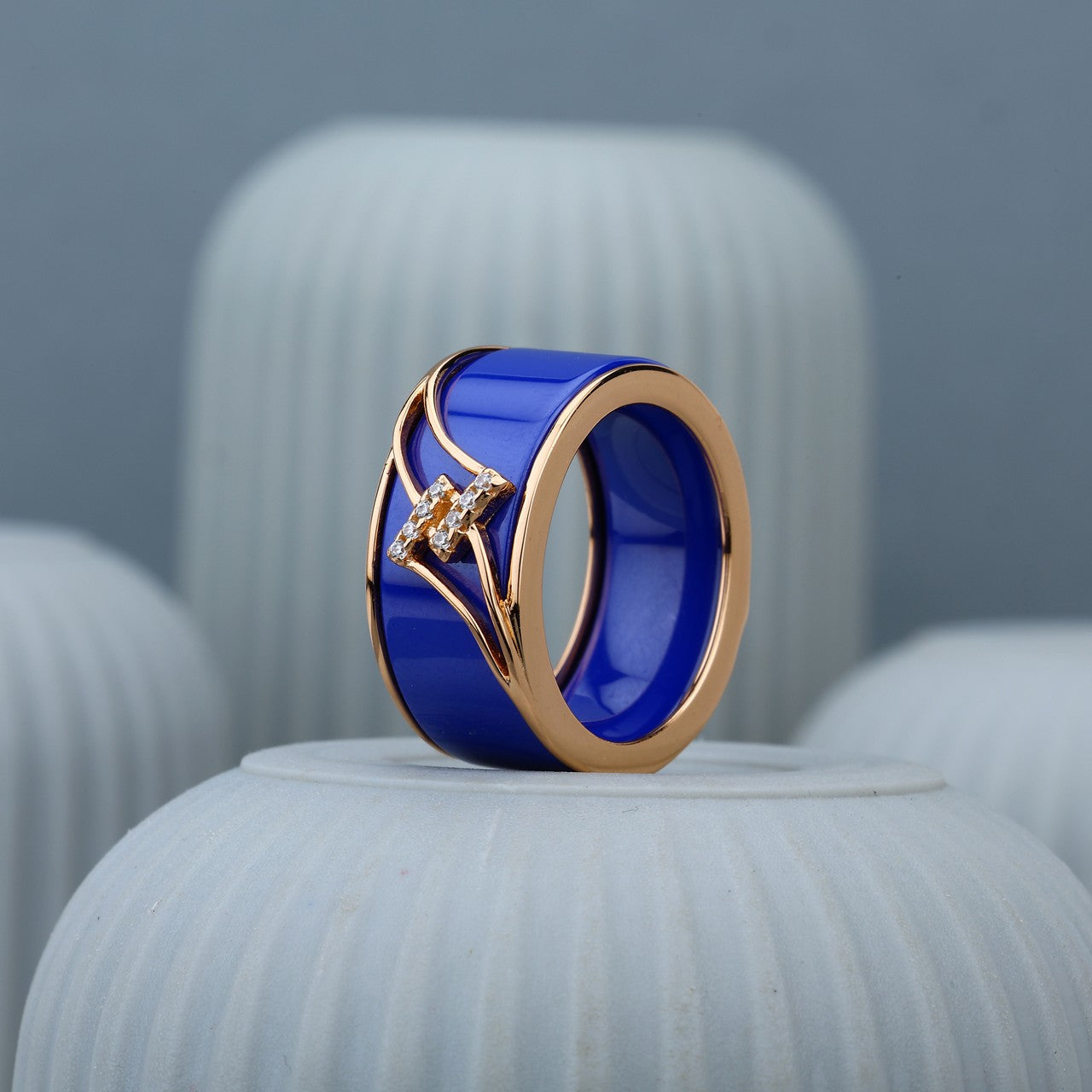 Blush Rose & Blue Fusion Ring