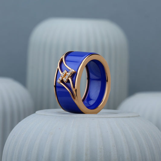 Blush Rose & Blue Fusion Ring