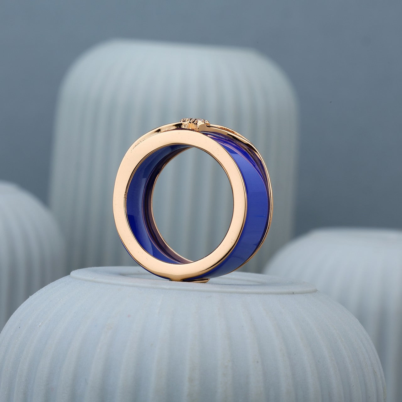 Blush Rose & Blue Fusion Ring