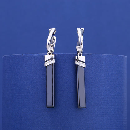 Urban Eclipse Long Bar Silver Earrings
