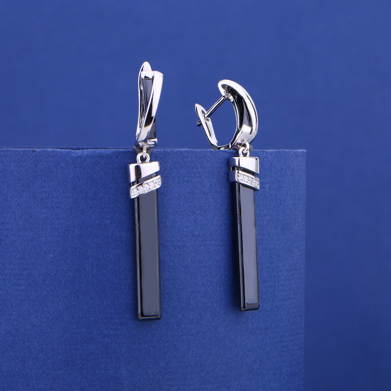 Urban Eclipse Long Bar Silver Earrings