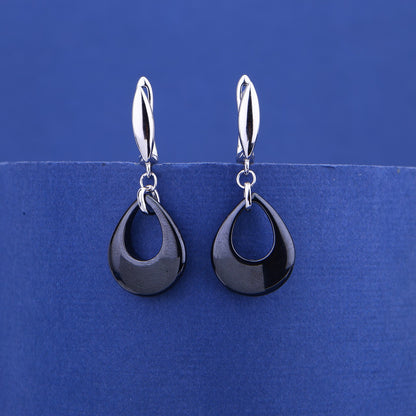 Silver Drop Ceramic Pendant Set