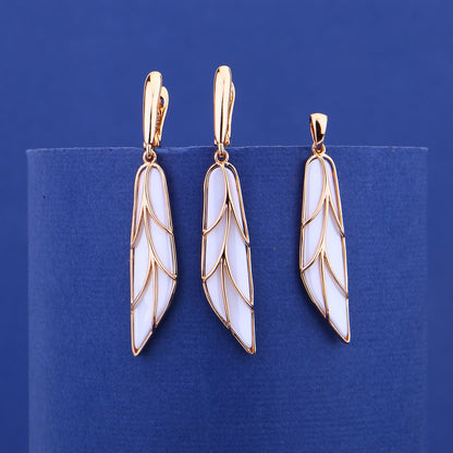 Elegant Feather Design Rose Silver Ceramic Set