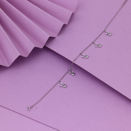 Island Breeze 92.5 Silver Bunny Charm Anklet | Cute Minimal Silver Anklet For Daily Wear