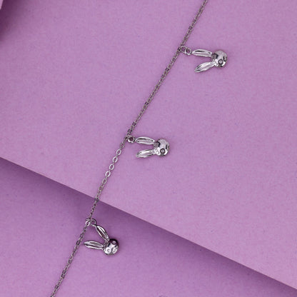 Island Breeze 92.5 Silver Bunny Charm Anklet | Cute Minimal Silver Anklet For Daily Wear