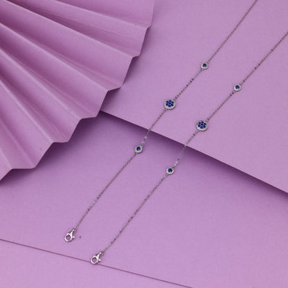 92.5 Silver Blue Stone Anklet | Premium Designer Payal